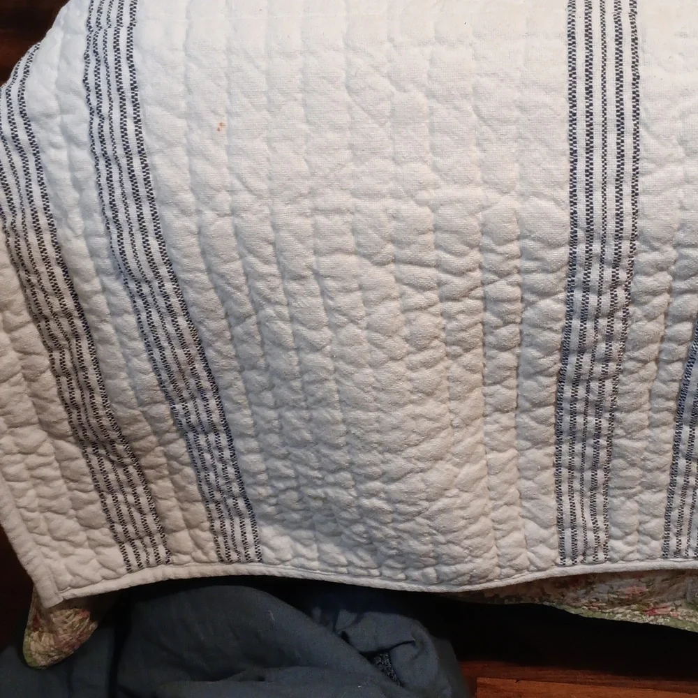 Pottery Barn Striped Quilt - Cream and Black Full/queen